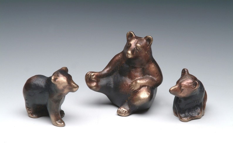 Mama Bear and Cubs Item 699, Cast Bronze Family of Bears, Small Grouping image 1