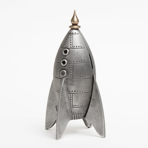 Mars Rocket Coin Bank - Cast Bronze & Aluminum