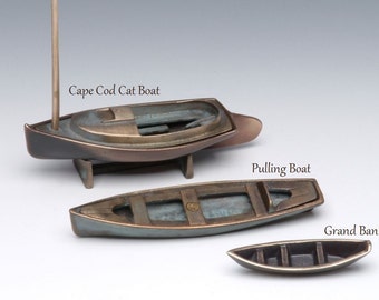 Bronze Pulling Boat (pictured in middle) - Item #911, Sand Cast for Table, Desk, or Curio