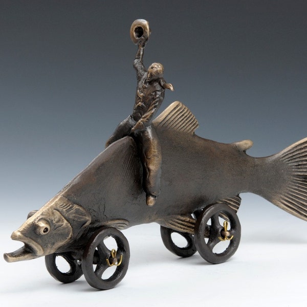 Trout Cowboy - Item #822, Cast Bronze for Your Fisherman's Desk or Table