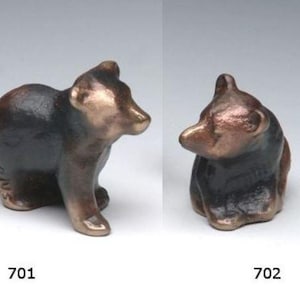 Bear Cub, solid bronze baby bears, offered individually, tiny sand cast - Pictured Item 701 (1st Born on left), Item 702 (2nd Born on right)
