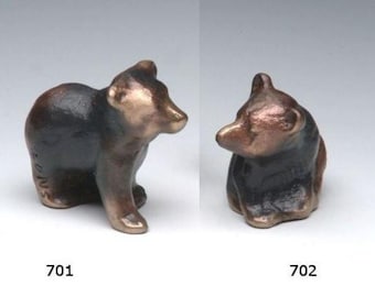 Bear Cub, solid bronze baby bears, offered individually, tiny sand cast - Pictured Item 701 (1st Born on left), Item 702 (2nd Born on right)