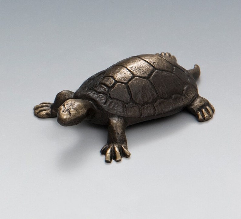 Solid Bronze Turtle figurine Item 705, small collectors item image 3