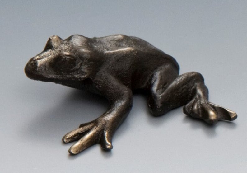 Solid Bronze Frog figurine - Item #706, amphibian sand cast bild 2