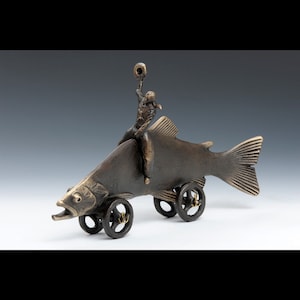 Trout Cowboy Item 822, Cast Bronze for Your Fisherman's Desk or Table image 2