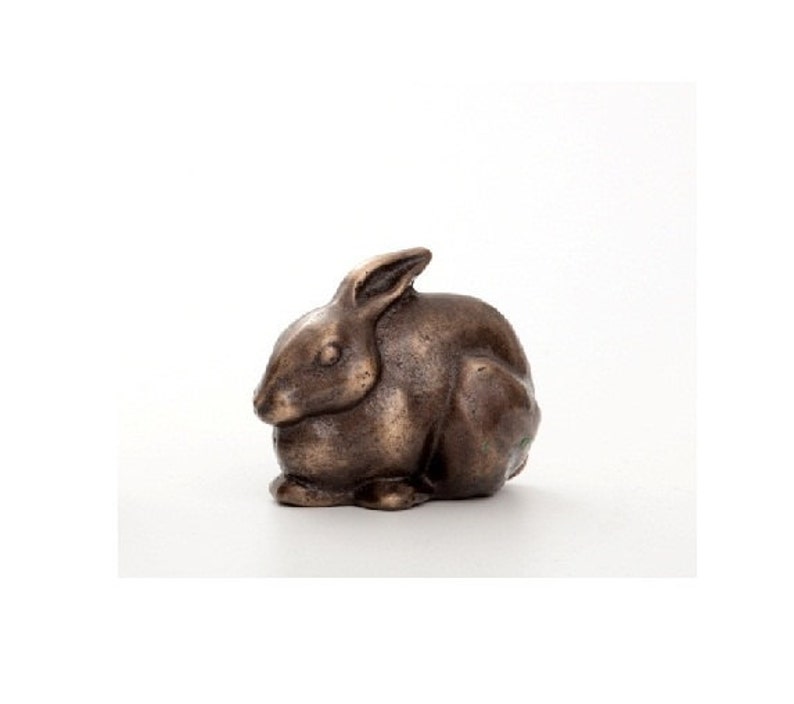 Seated Rabbit in Bronze small figurine sitting Etsy