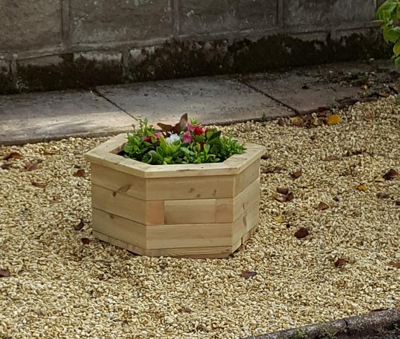 Hexagonal Wooden Garden Planter: Treated Wood, Fully Lined