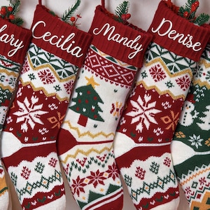 Personalized Family Christmas Stocking,2025 Embroidered Christmas Stocking,Christmas Stocking with Name,Christmas Knit Stocking,Family Decor
