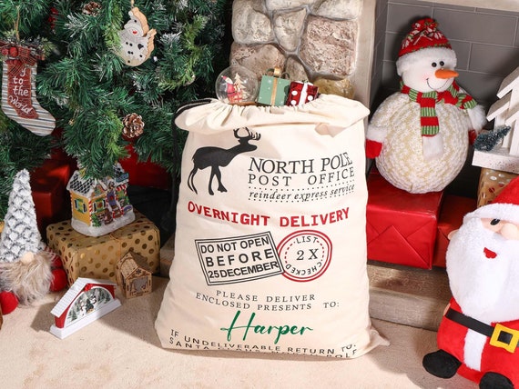 Custom Large Santa Sack Bags,Personalized Name Gift Christmas Sack,First Christmas Gift,Kids Present Gift Bag,Santa Delivery Sack