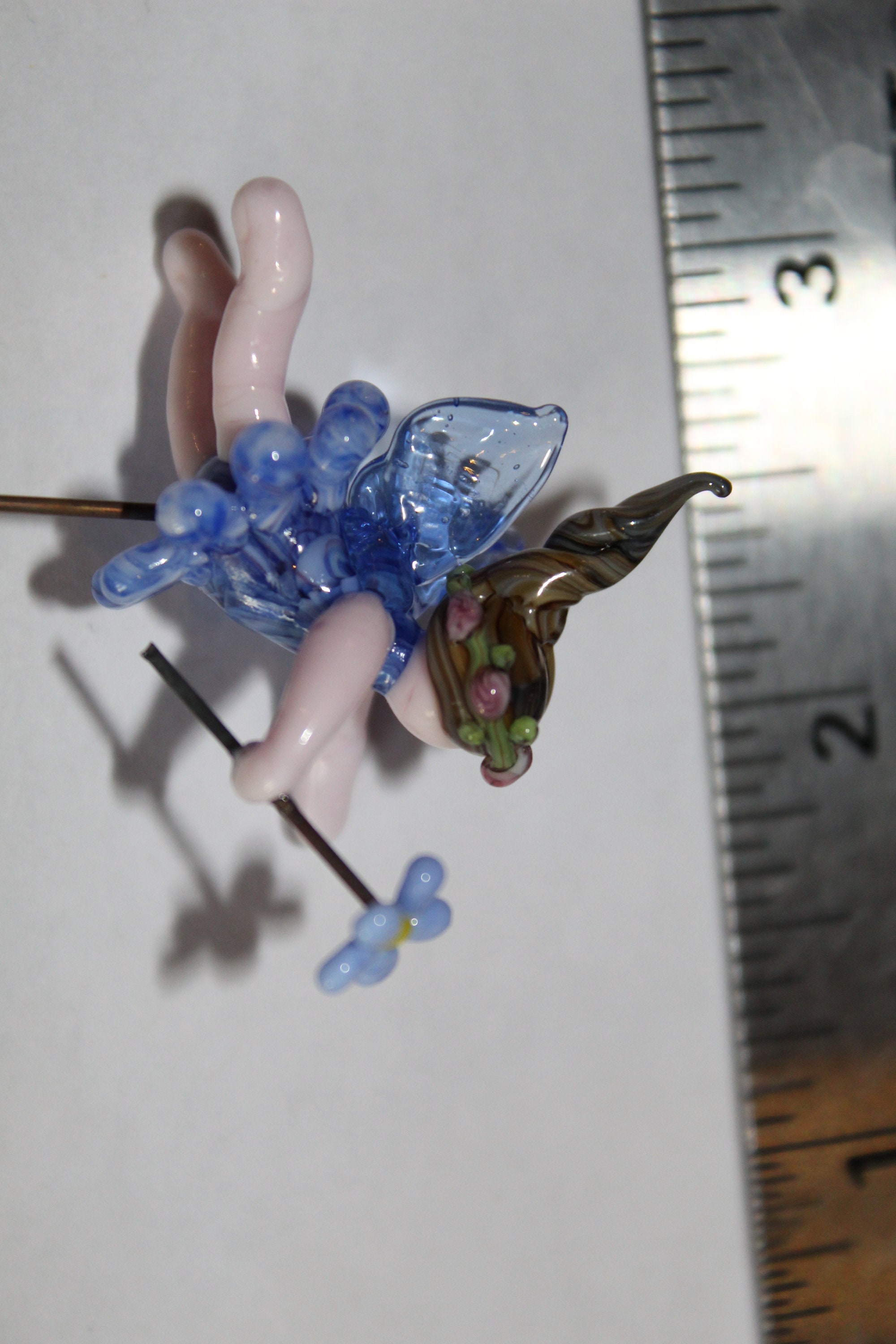 Blue Fairy Glass Fairy Holding a Flower Fairy Garden Supply Etsy