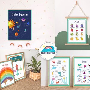 Educational Posters 100 Homeschool Prints Montessori Classroom Decor Toddler Playroom Neutral Kids Nursery Boho Playroom Wall Art Print