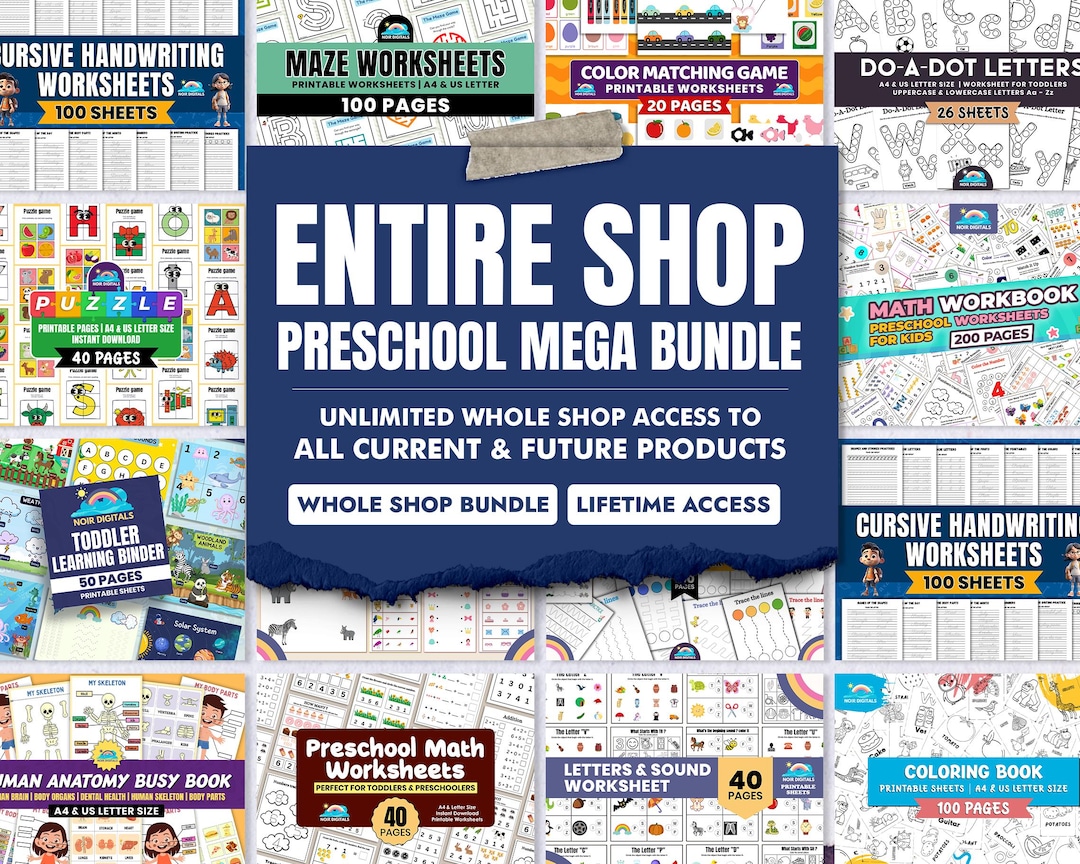 Preschool Kindergarten Entire Shop Bundle: 10000+ Activity Worksheets ...