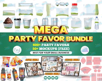Pacchetto di modelli per bomboniere per matrimoni, compleanni, oltre 650 bomboniere, modello per sacchetti di patatine, etichette per bottiglie d'acqua, modello per barrette di cioccolato, informazioni nutrizionali