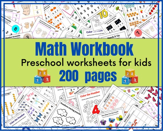 Preschool Math Worksheets: 200+ Number Flashcards, Counting workbook (PDF Download)