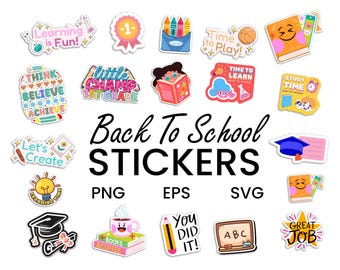 100+ School Supplies Clipart Stickers Bundle Teacher Student SVG PNG Back to School Digital Graphics Classroom Creator Kit Instant download