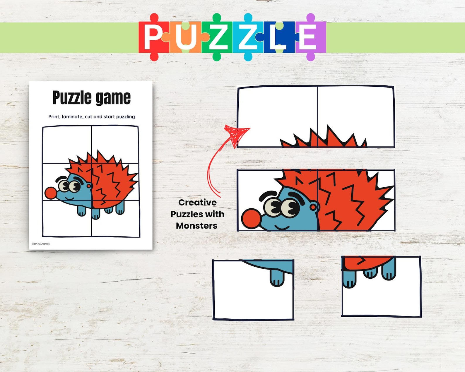 Montessori Printable Puzzle Indoor Outdoor Games for Kids Preschool ...