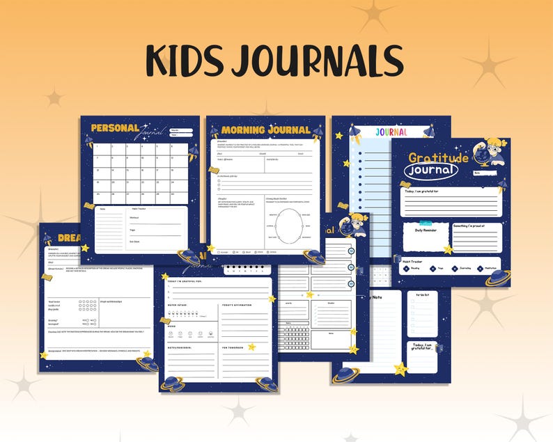 Kids Daily Journal, Printable Kids Journal, DIY Journal Pages for Kids, Diary for Children For Reflection and Gratitude PDF Digital Download