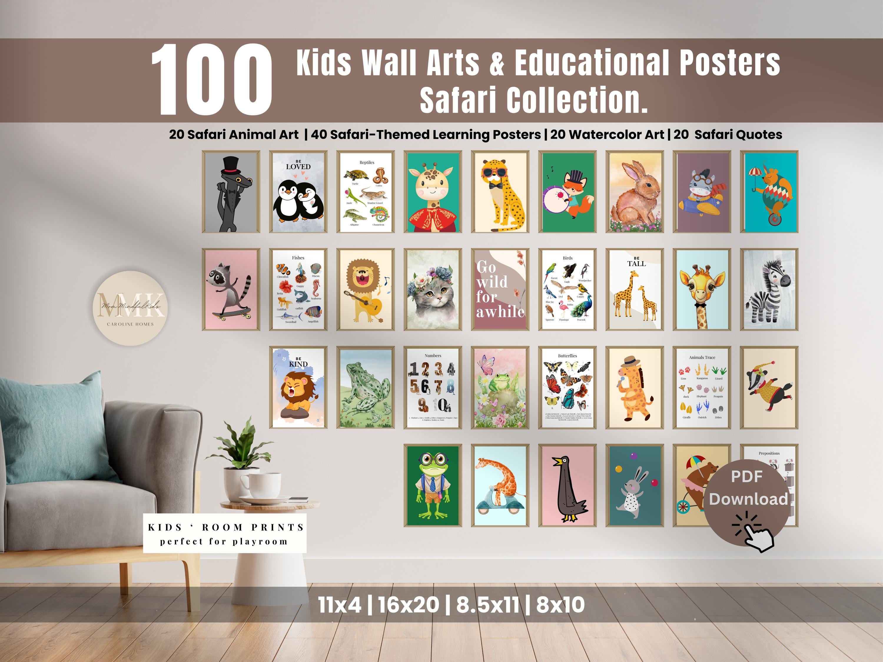 KIDS Educational Posters: Preschool Animals Posters Montessori Nursery