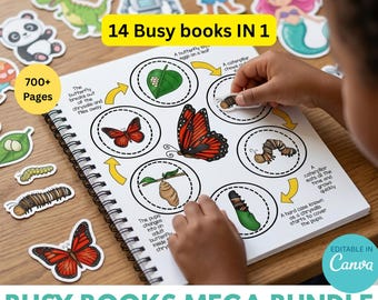 Bewerkbare Busy Book-megabundel: 14 boeken, 700+ pagina's (digitale download)