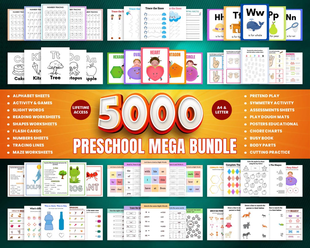 5000+ Preschool Printable Worksheets Educational Posters Kindergarten ...