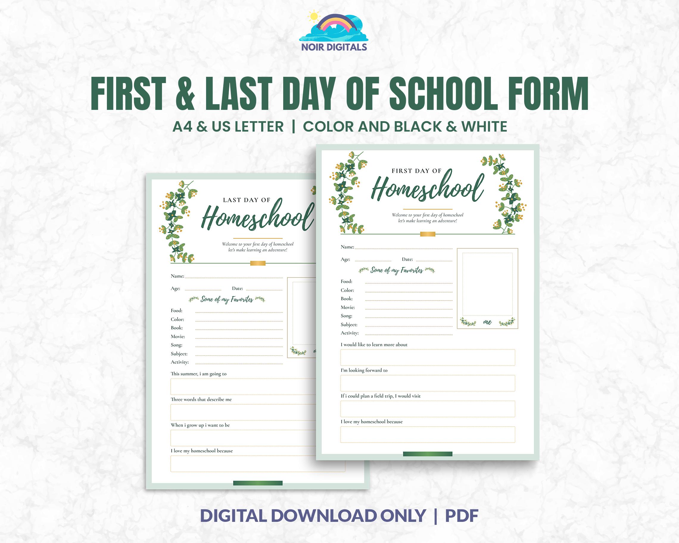 First and Last Day Of School Interview Printable All About Me Back to school Questionnaire School Keepsake Memories Teacher Resource