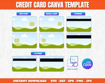 Szablon karty kredytowej: Canva Editable SVG DXF, szablon upominku na imprezę (do pobrania w wersji cyfrowej)