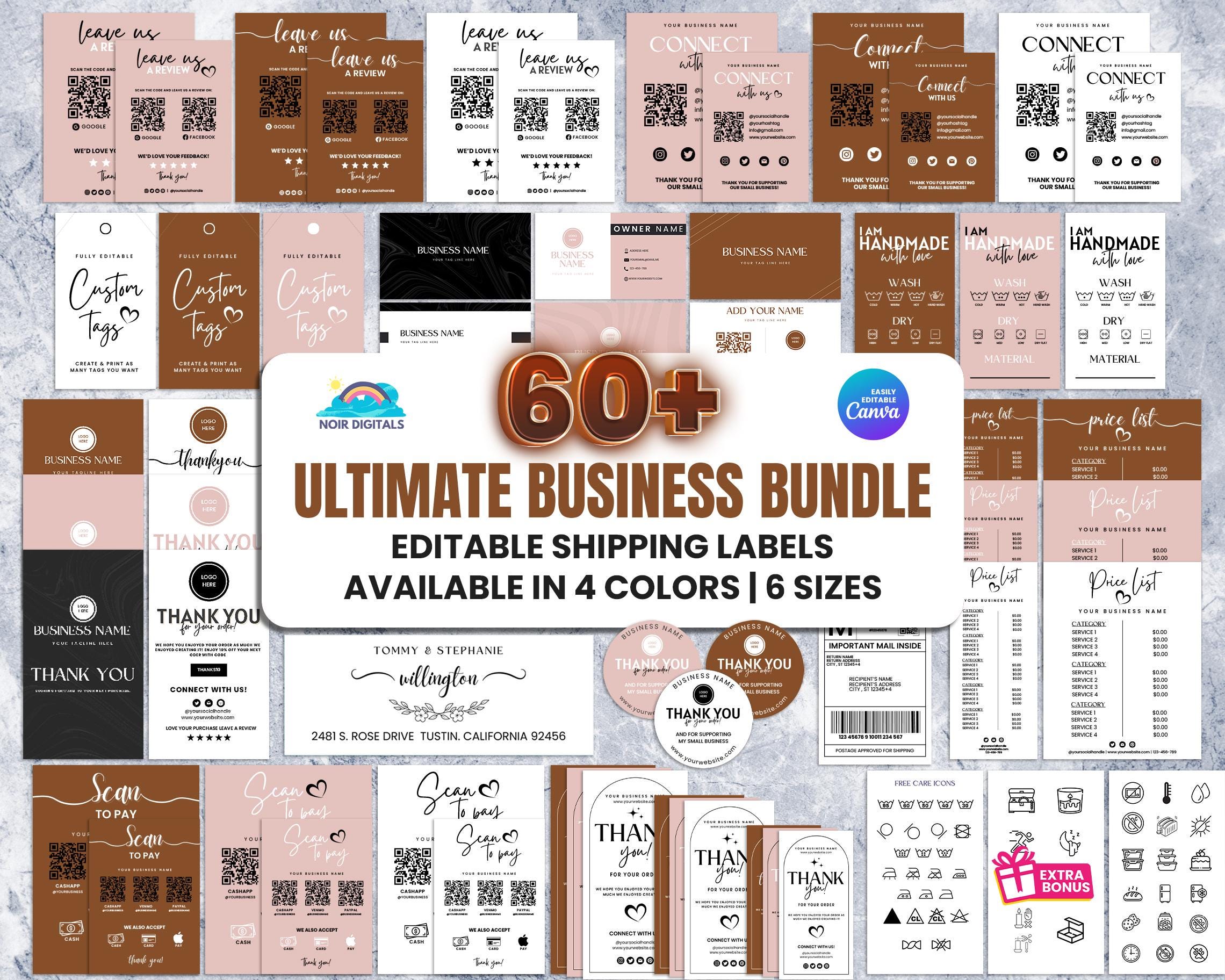 Editable Box Label Template, Custom Packaging Labels, Packaging Sticker, Shipping Label, Printable Parcel Sticker,  Box seal, Canva Template