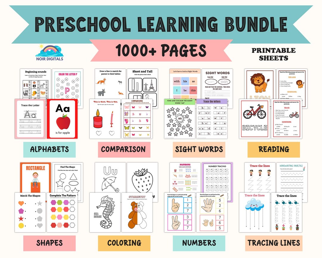 Educational Kids Prek Resources Bundle Preschool Kindergarten ...