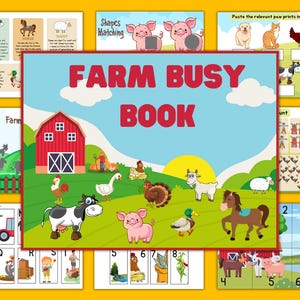 Printable Farm Busy Book Binder Toddler Montessori Homeschool Curriculum Preschool Worksheets Kindergarten Pre-K Kids Learning Materials