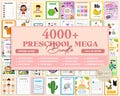 4000+ Preschool Worksheets Pre K Kindergarten Learning Bundle Toddler Homeschool Curriculum Activity Worksheet Alphabet Numbers Shapes Color
