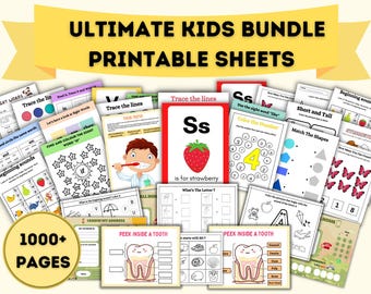 Preschool Toddler Learning Worksheets Bundle 1000+ Homeschool Activity Pages (PDF)