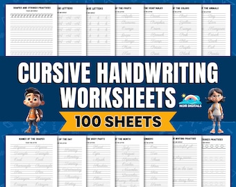 Cursive Handwriting Practice: Alphabets, Words and Sentences Tracing Worksheets (100 Pages) (PDF)