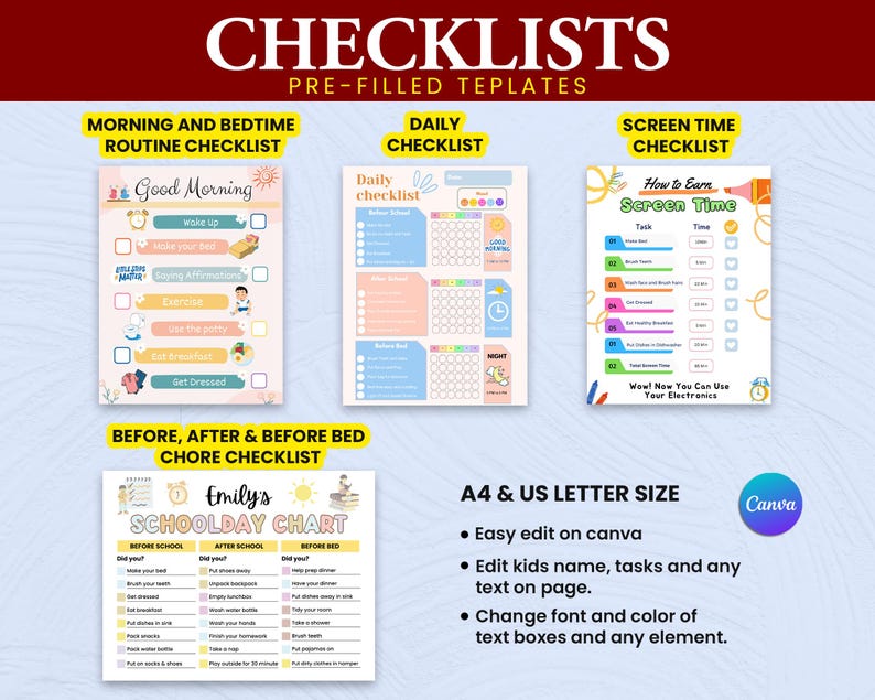 Daily Responsibilities Chore Chart Printable Daily Tasks Kid's Routine Checklist Children's Jobs Household Chores Kids chore card Visual schedule Chore Chart Responsibilities Printable Routine Morning Chore ,Daily Task List toddler chores ADHD charts