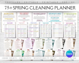 Spring Cleaning Planner Bundle Home cleaning schedule Weekly Monthly Yearly Cleaning Checklist Declutter Family Chore Chart