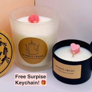 Strawberry Champagne Soy Coconut Candle – Handmade Candle Gift in Glass Jar or Travel Tin – Sparkle Crush