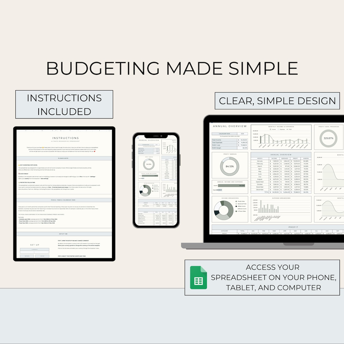 Airbnb and Expense Spreadsheet, Airbnb Host Budget Spreadsheet