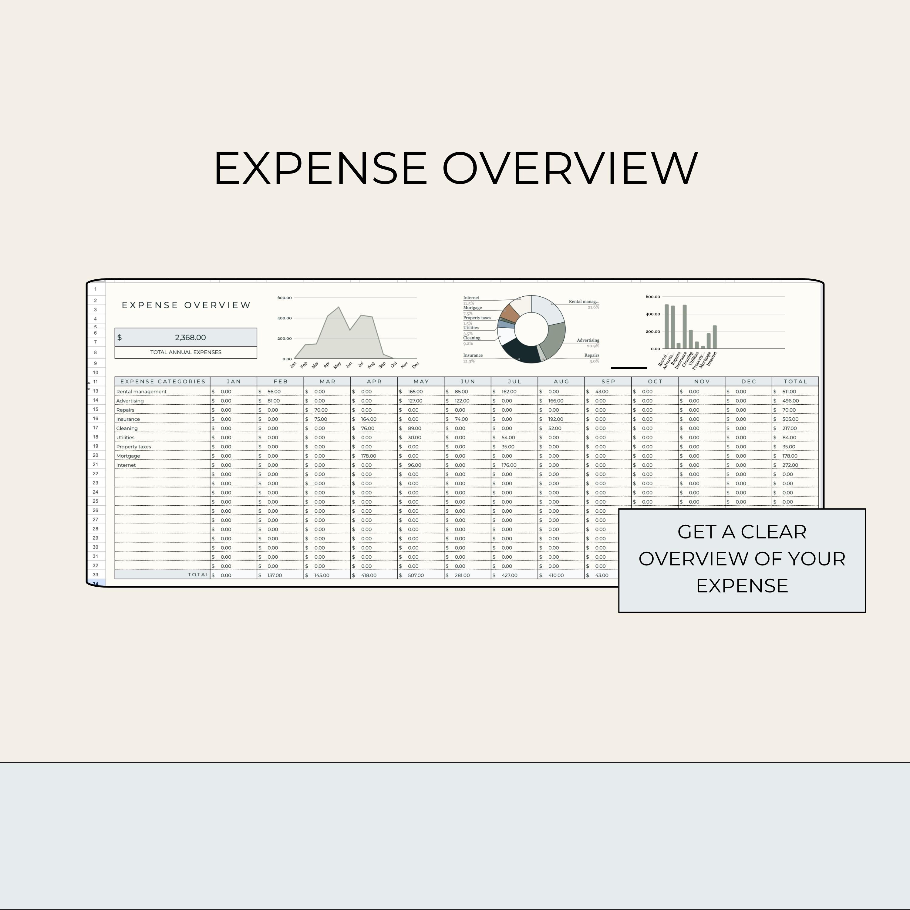 Printable Rental Bookkeeping Rental Income and Expense Tracker, Rental Property Bookkeeping ...