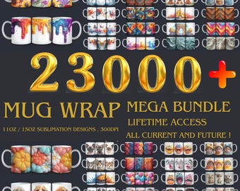 23,000+ Ultimate Mug Design Extravaganza: 36 Themes, Mega Mug Wrap Bundle, Mug Wrap PNG, Sublimation Design, Digital Download,Commercial Use