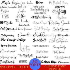 The Ultimate 50 Fonts - Font Bundle ttf svg Heart font, Cricut, Canva Font, Script Font, Digital Fonts, Procreate Fonts, Crafting font