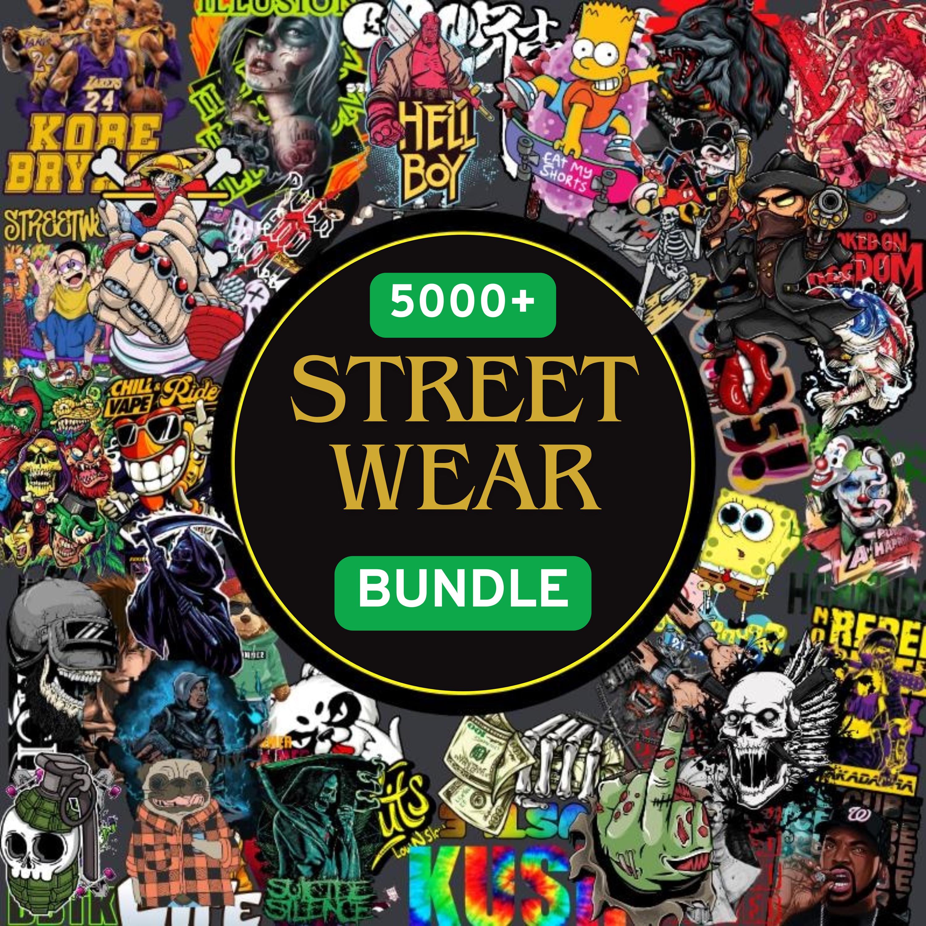 5000+ Latest Streetwear Bundle |PNG,AI,SVG| Tshirt Bundle | T-Shirt Print Design | Hip Hop T-Shirt | Pop Culture | T-Shirt Pod Design