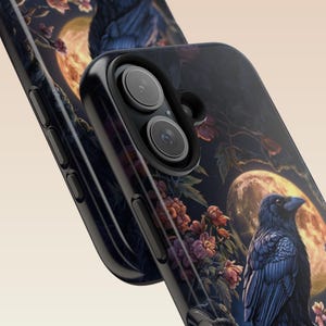 Gothic Raven Moon Phone Case: Spooky Floral Art, iPhone & Samsung image 6