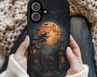 Funda para teléfono con diseño de bruja de Halloween, estilo cottagecore gótico espeluznante