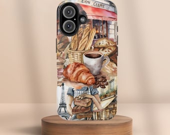 Coffee Phone Case - Paris Cafe Aesthetic Phone Cover - Vintage Coffee Shop Vibes,Phone Case for iPhone 16,15,14,13,12& Samsung Galaxy