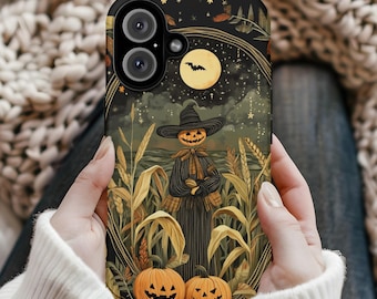 ハロウィンスマホケース：かぼちゃかかし、不気味な秋のiPhone＆Samsungカバー
