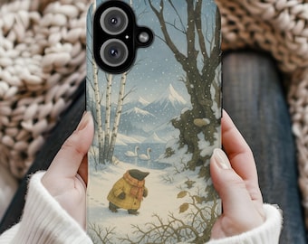 Winter Woodland Animal iPhone Case, Snowy Forest Landscape