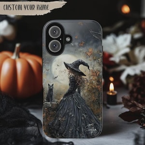 Personalized Gothic Witch Phone Case: Black Cat Magsafe Cover image 3