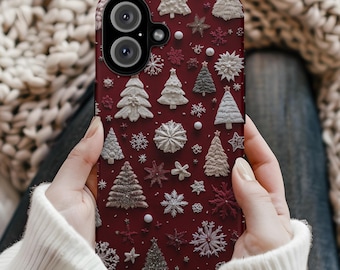 Funda para teléfono con diseño de árbol de Navidad y copos de nieve, funda para las fiestas de invierno