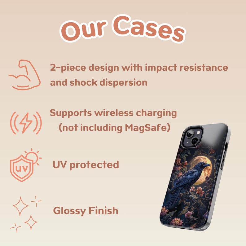 Gothic Raven Moon Phone Case: Spooky Floral Art, iPhone & Samsung image 9