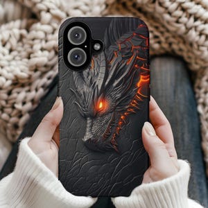Dragon Phone Case,Black Dragon iPhone 16 15 Case&Samsung S25 Plus,Ultra,Fantasy Fire Dragon Phone Cover, Gothic Mythical Creature Phone Case