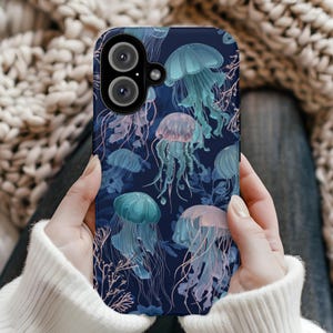 Jellyfish Phone Case iPhone Samsung ,Ocean Aesthetic Phone Case, Sea Life Phone Cover, Marine Animal Art Case
